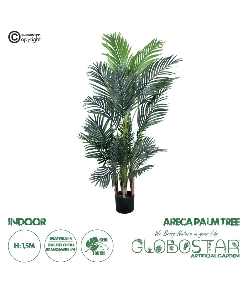 GloboStar® Artificial Garden ARECA PALM TREE 20011 - Τεχνητό Διακοσμητικό Φυτό Φοινικόδεντρο Αρέκα Υ150cm